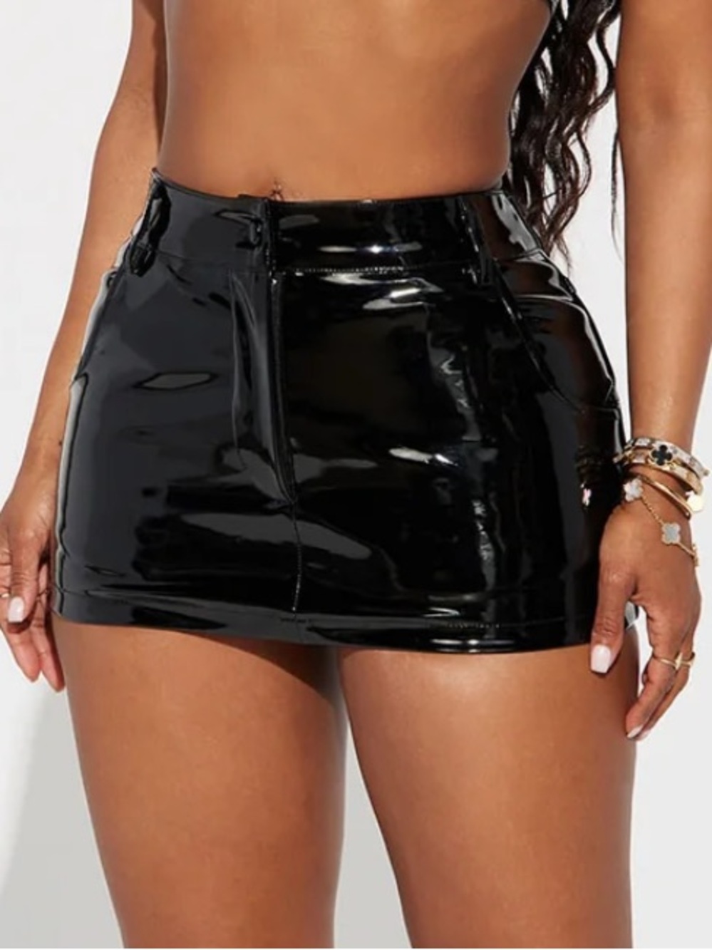 xs 26 latex wet look patent vinyl micro mini skirt black shiny glossy sexy s 27